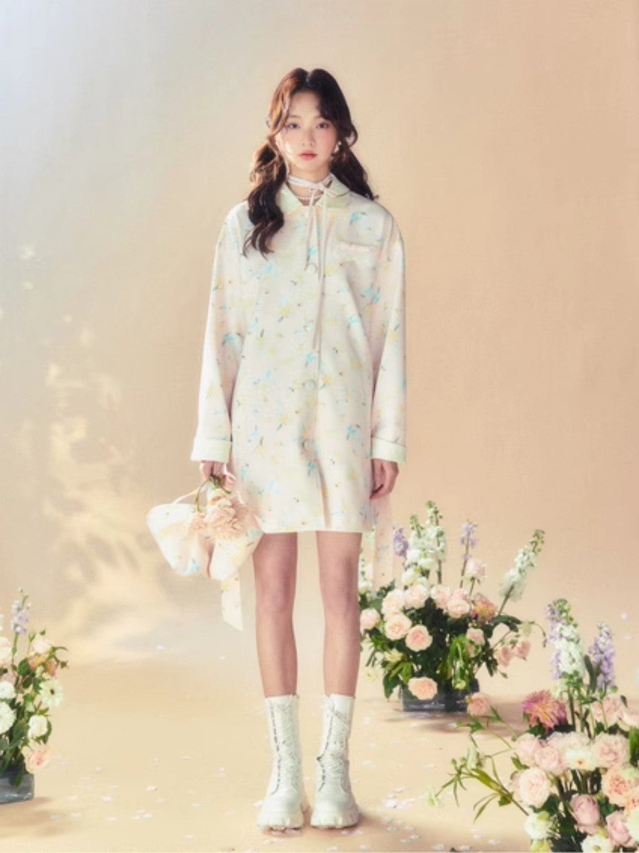 Blume Hoodie Retro süße süße mittlere Trenchcoat