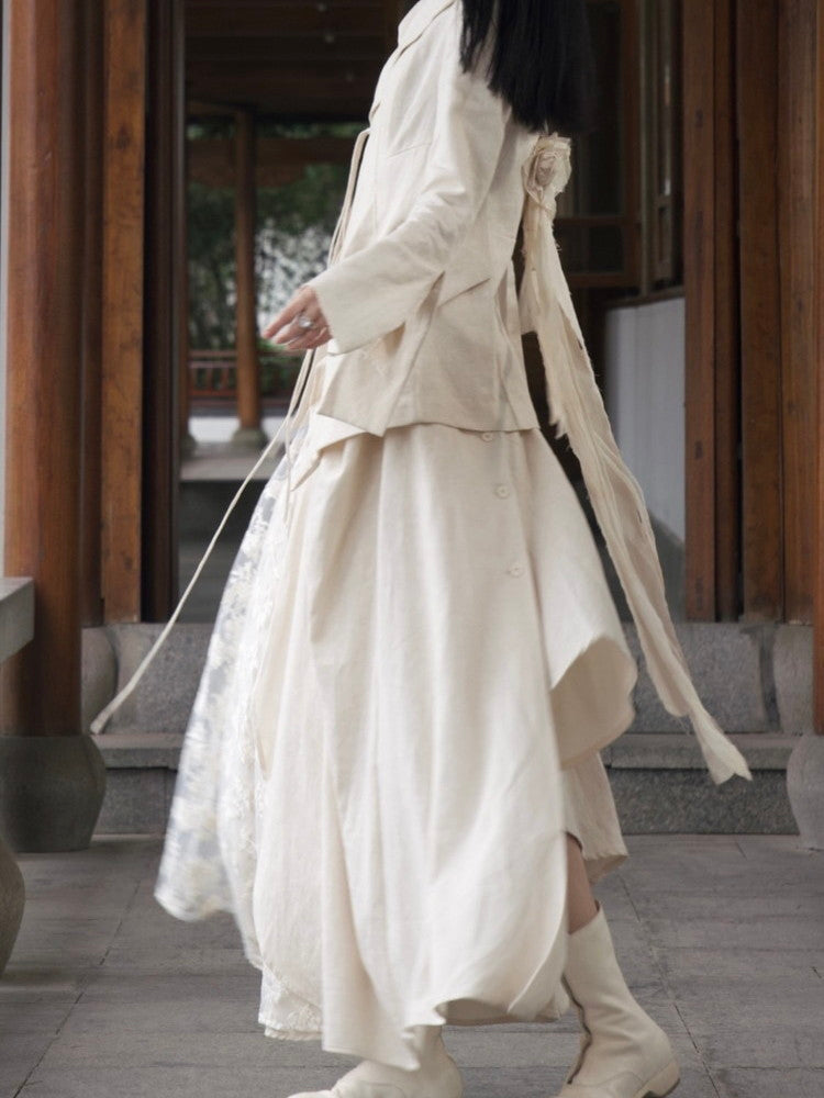 Asymmetry Flower Lace Nichi Long-Skirt