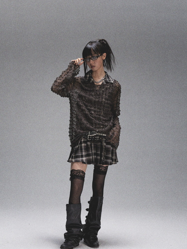 Checked Girly Retro Pkeats No-Sleeve Dress