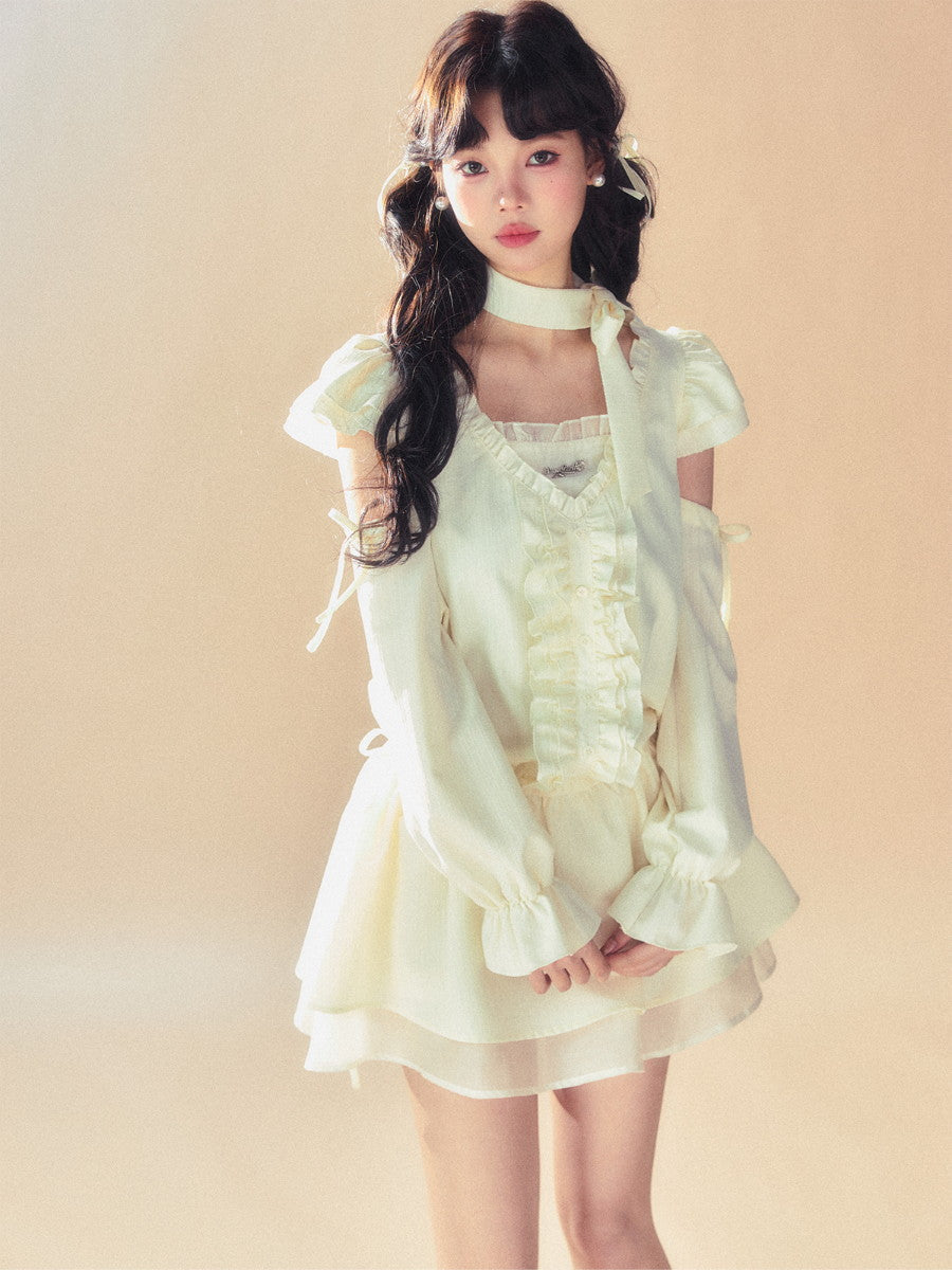 Ruban de volant à épaules ouvertes en V