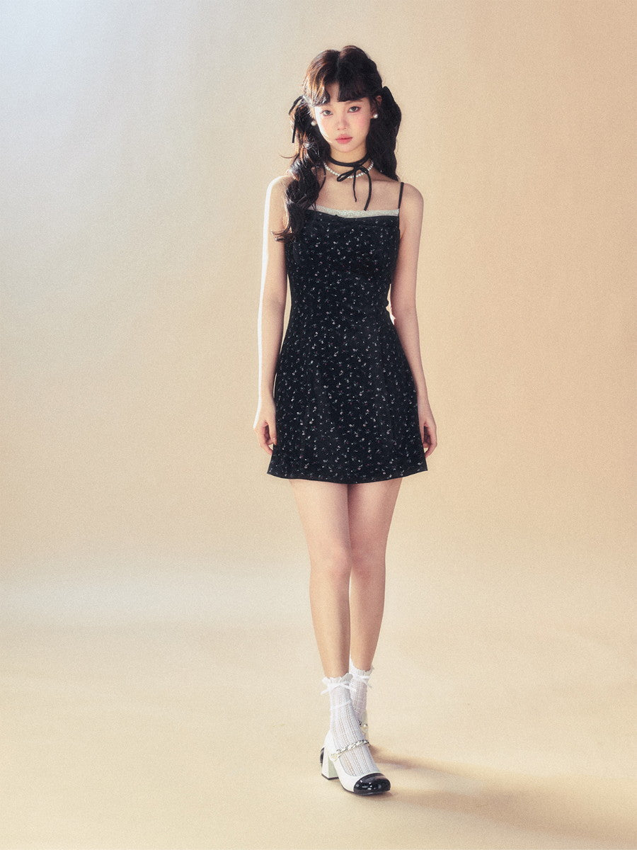 레이스 꽃의 짧은 여성 플레어 카미솔-나이트 피스