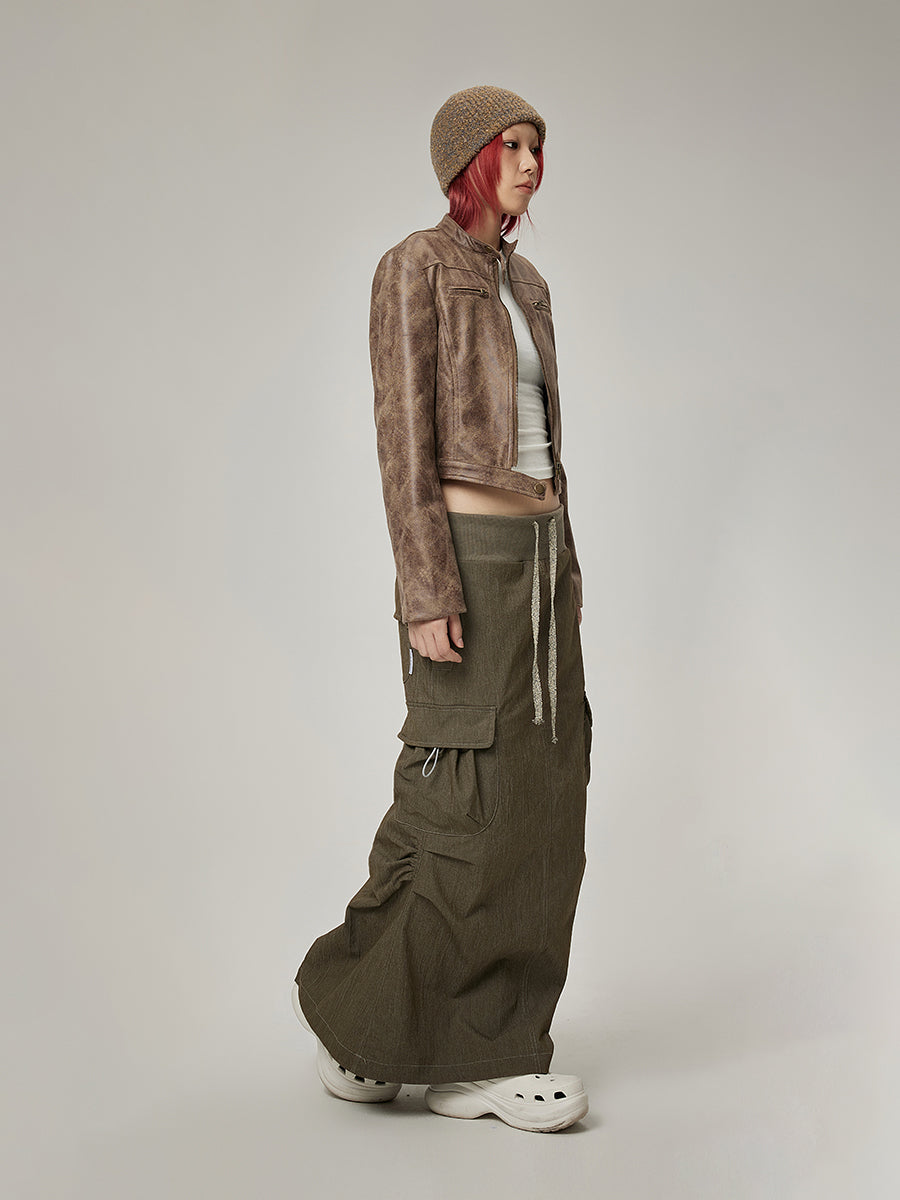 가죽 쿨 쇼트 슬림 재킷