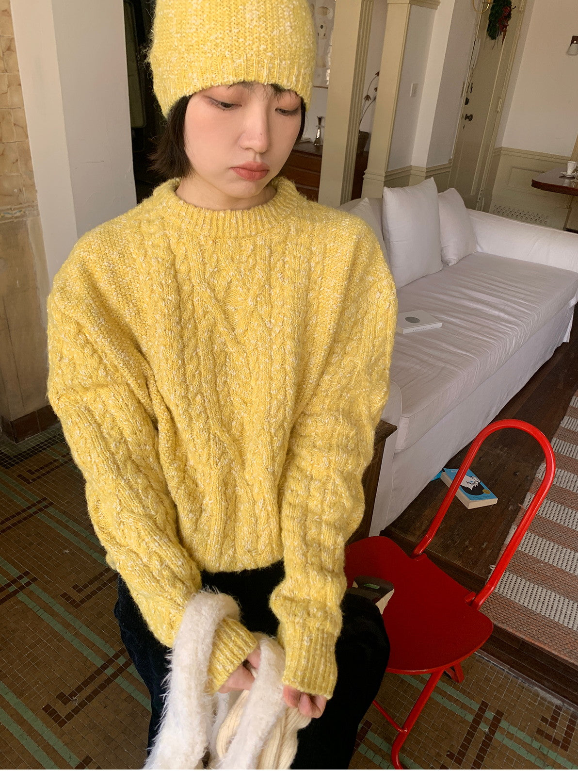 Cwer-Neck Vivid Vintage Simple Chic Cable-Knit