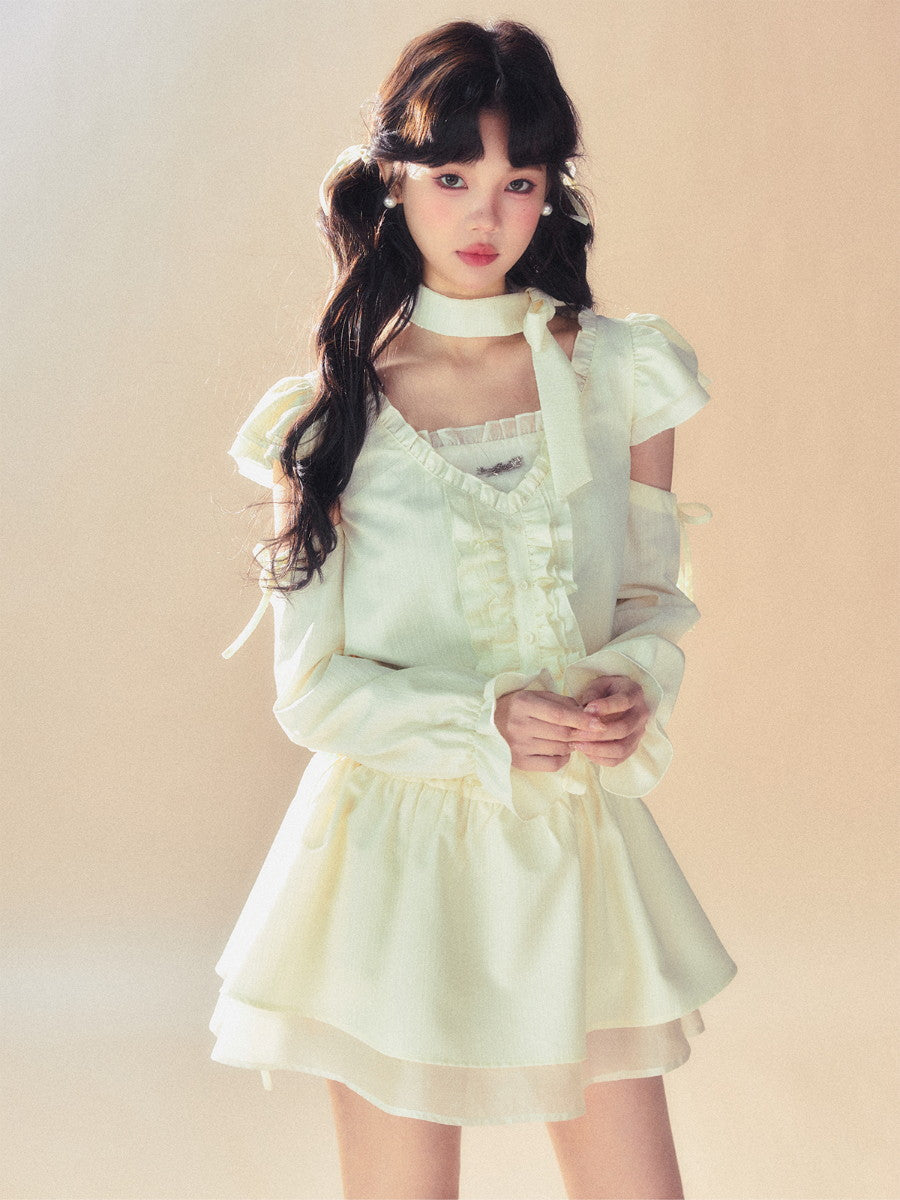 Ruban de volant à épaules ouvertes en V