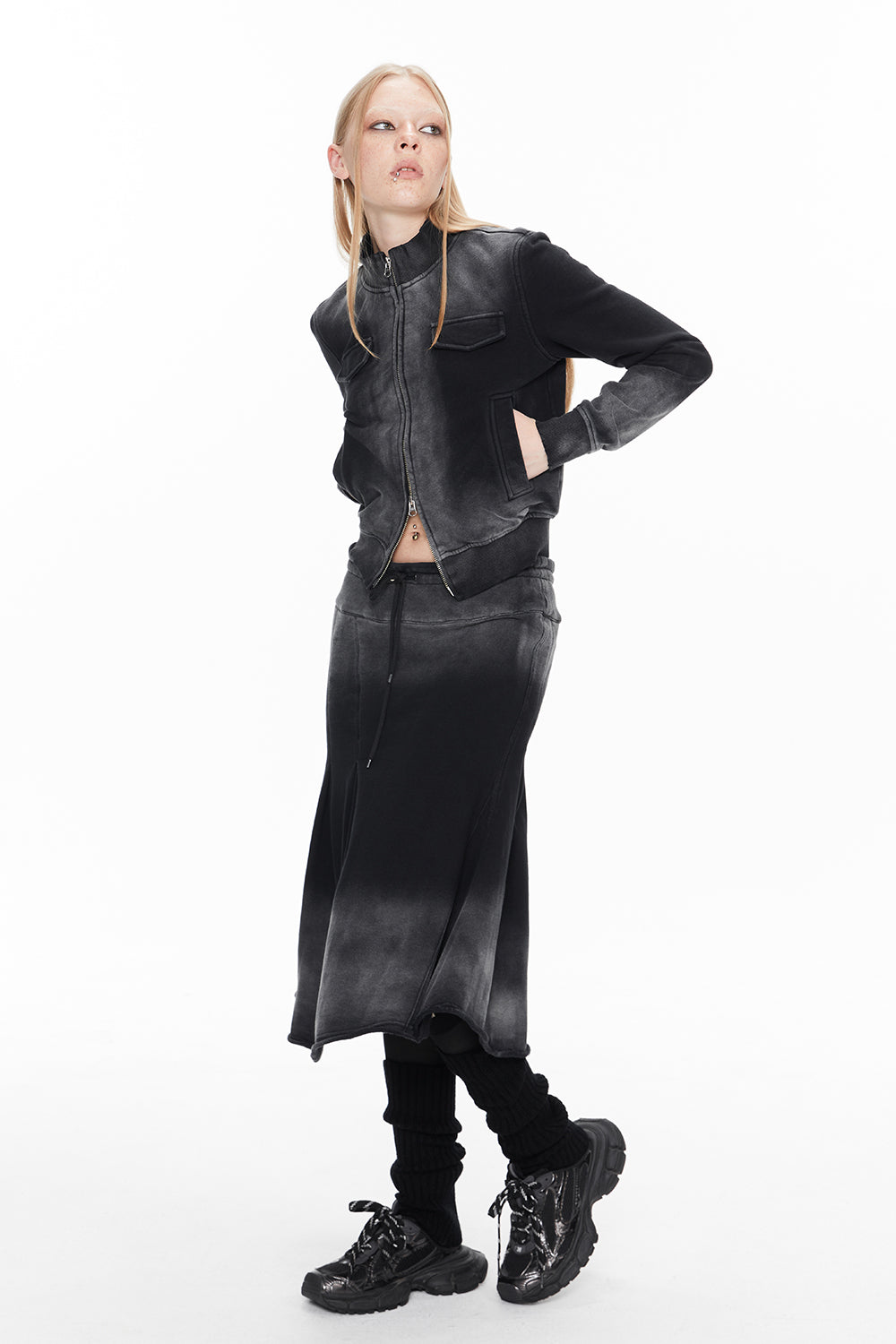 데님 페이디드 빈티지 캐주얼 블루종 & 파카 & 스커트