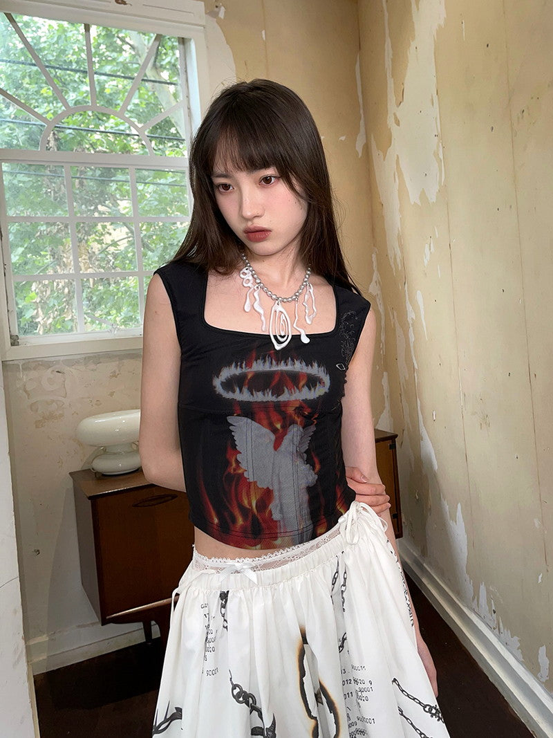 Fire Angel Back-Open Sleeveless Tops