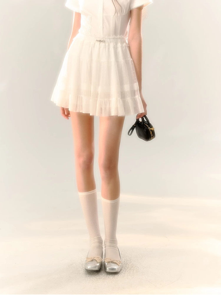 Lace Tiered Sheer Feminine Skirt