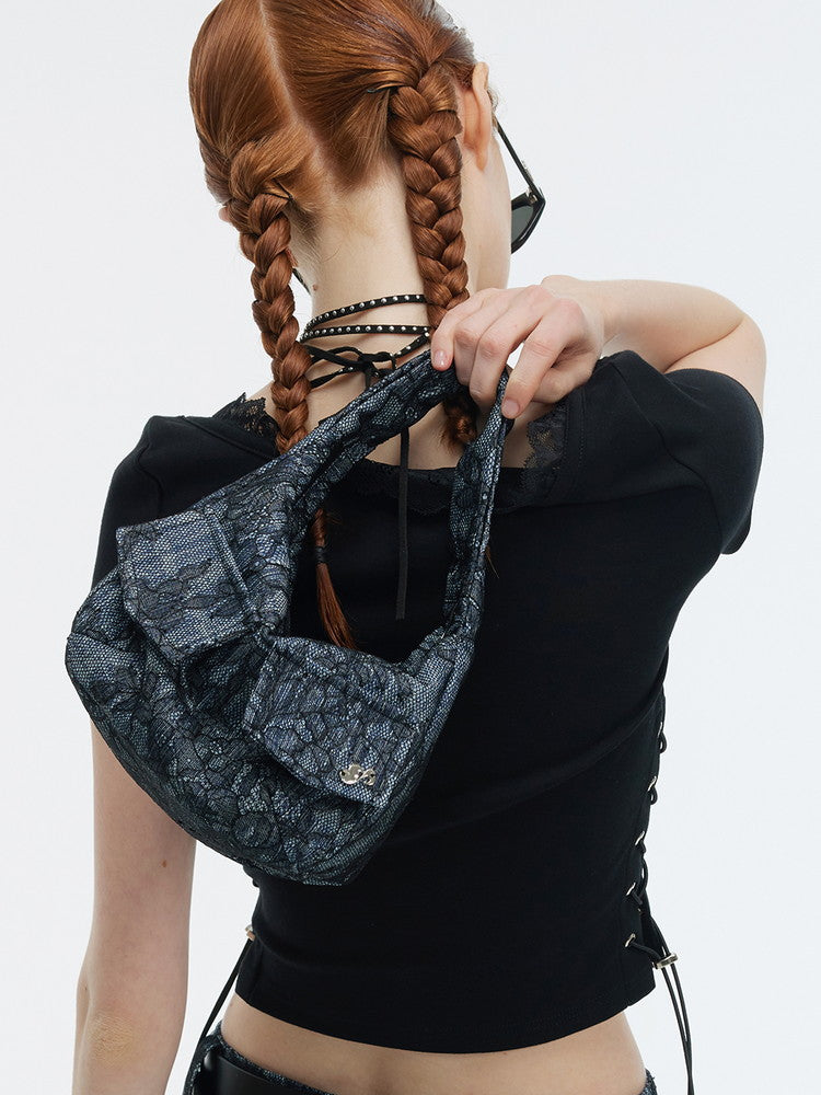 Small Denim Embroidery Flower Bag