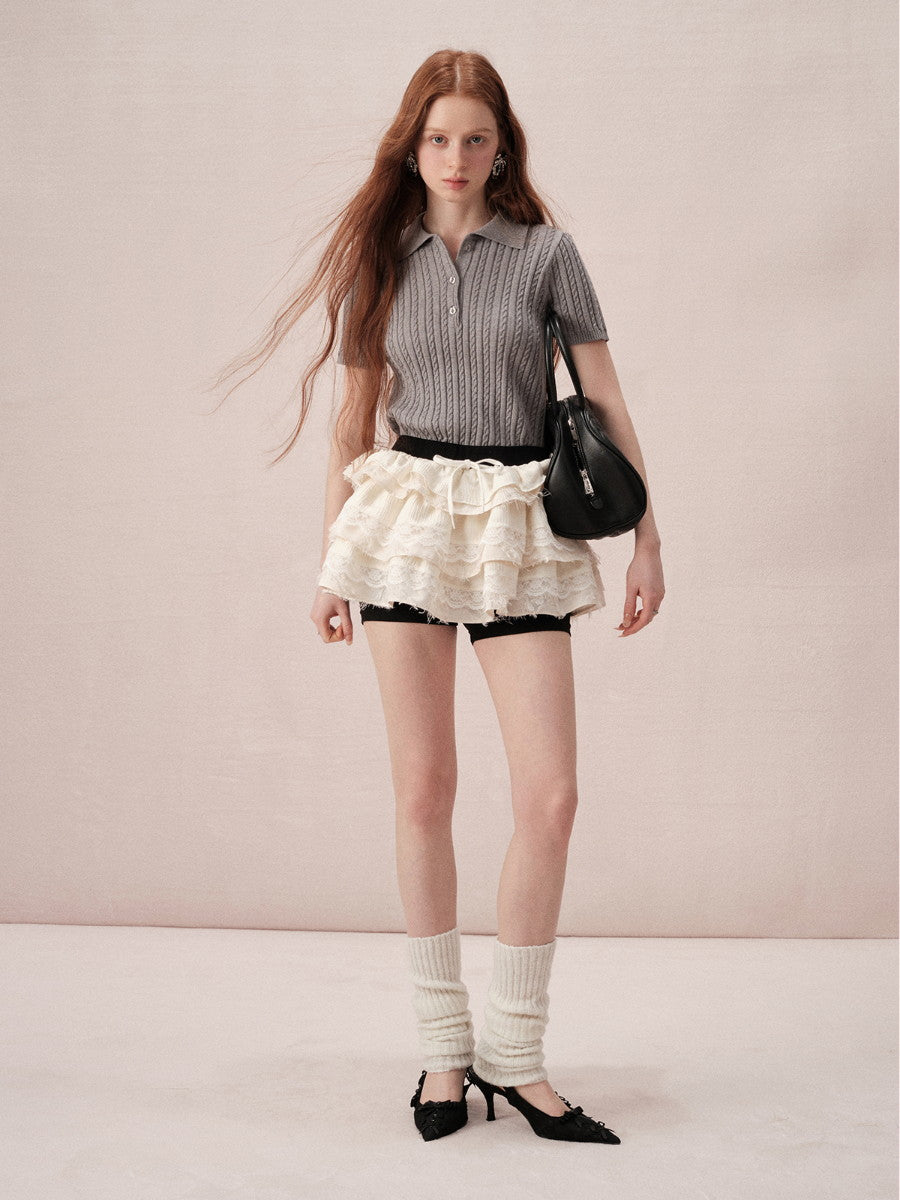 Tiered Lace Feminine Short Frill Mini-Skirt