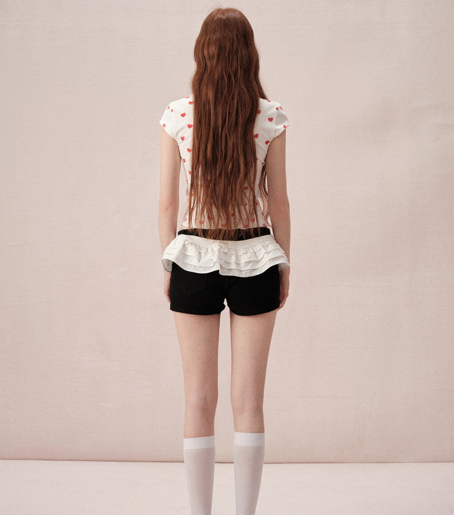 Betty Dot Heart Casual Lace Tops&Short-Pants