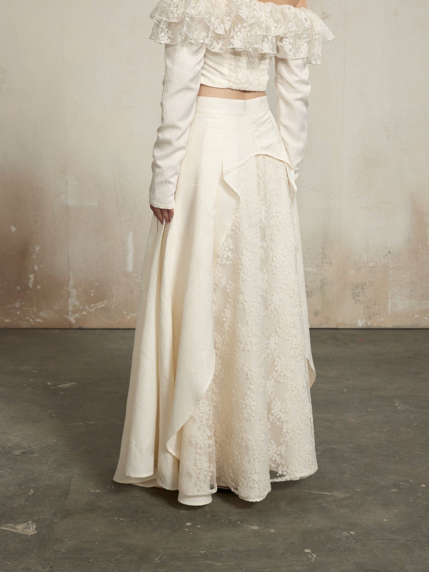 Blume Spitze edelische Asymmetrie Maxi süßer eleganter Langstachel