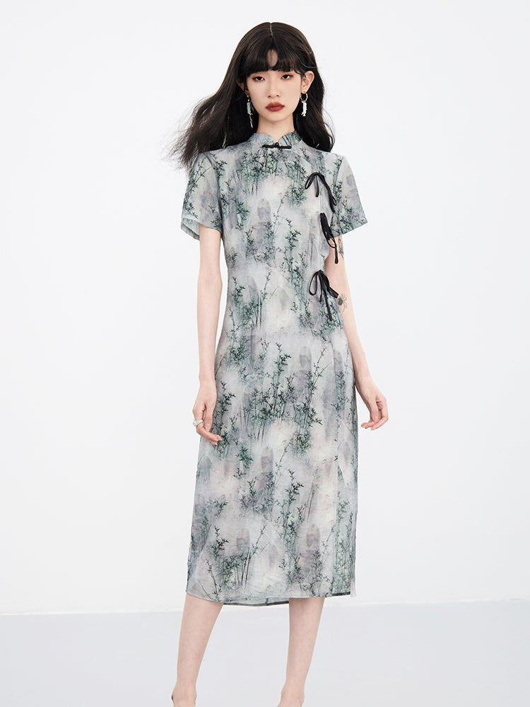 China Retro Ribbon Water-Color One-Piece