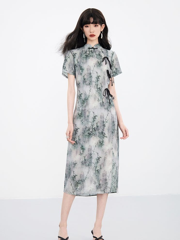 China Retro Ribbon Water-Color One-Piece