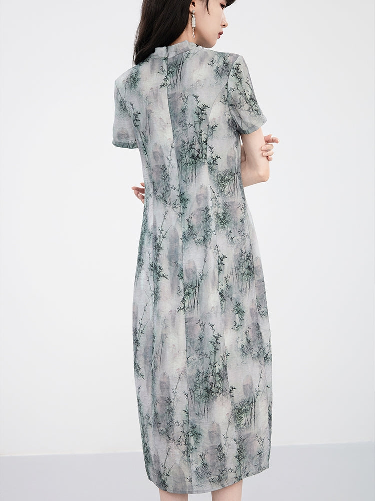 China Retro Ribbon Water-Color One-Piece