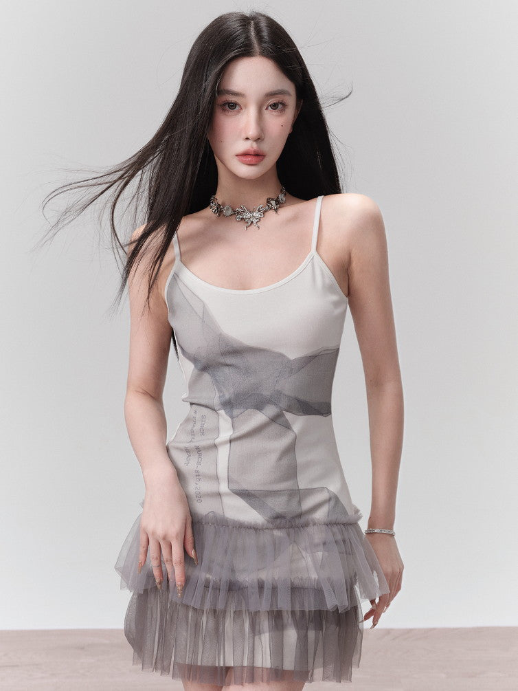 Tiered Ciffon Retro Tulle Short Chic One-Piece