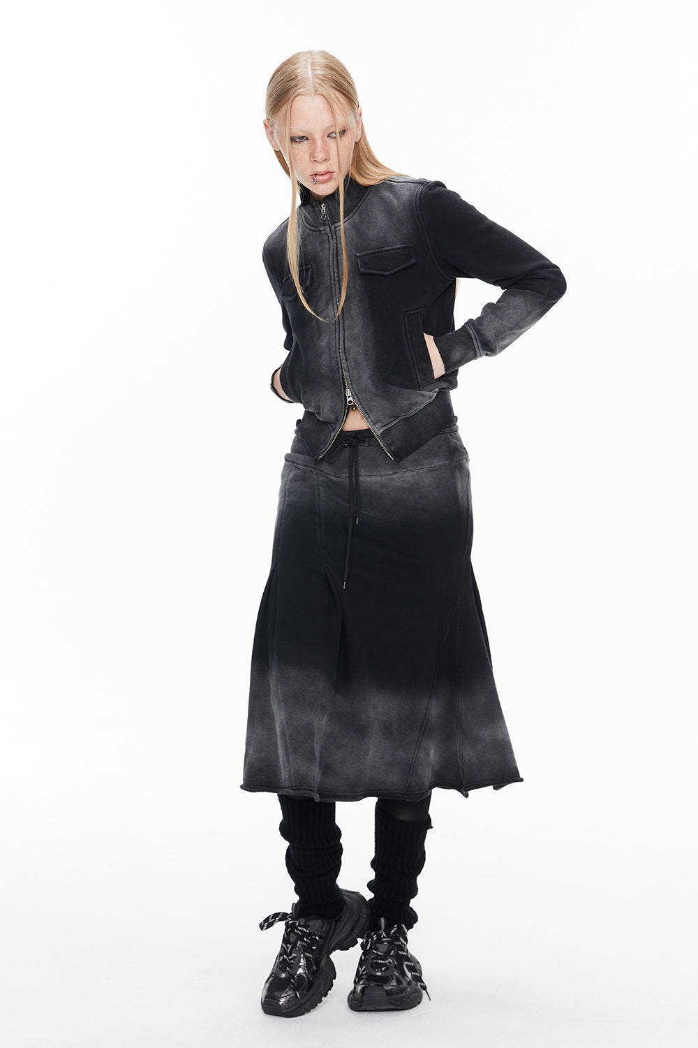 데님 페이디드 빈티지 캐주얼 블루종 & 파카 & 스커트