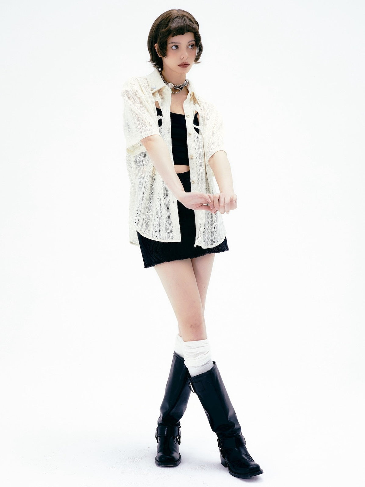 Sheer Nichi Mesh Spitzenhemd