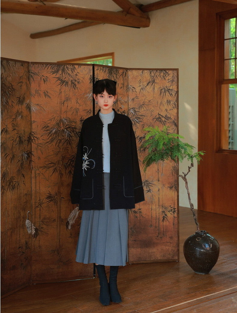 중국 자수 벨벳 고급 대형 재킷