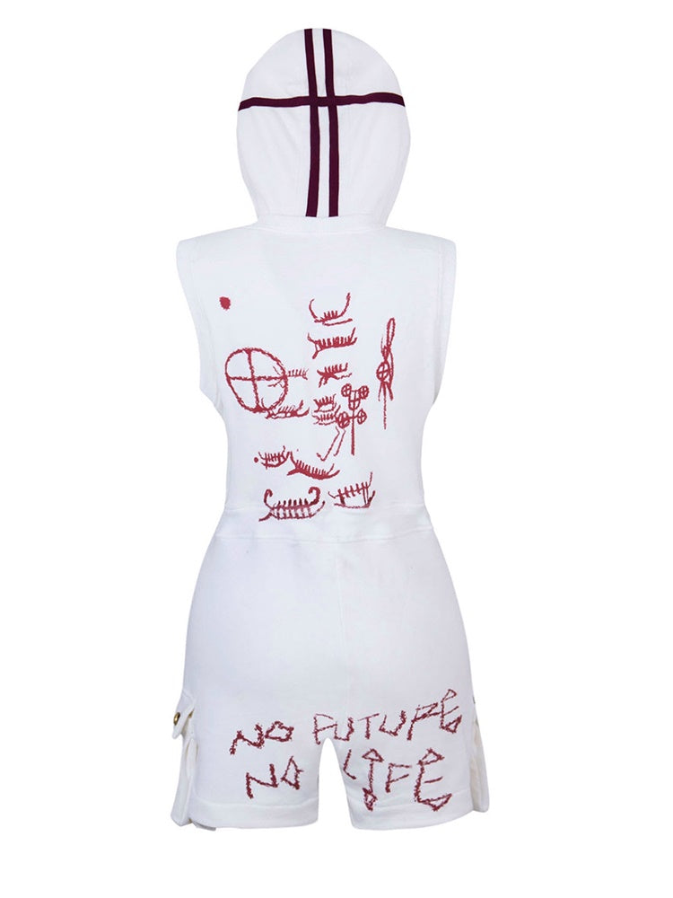 짧은 바지 까마귀 zip 드로 스트링 캐주얼 AII-in-one