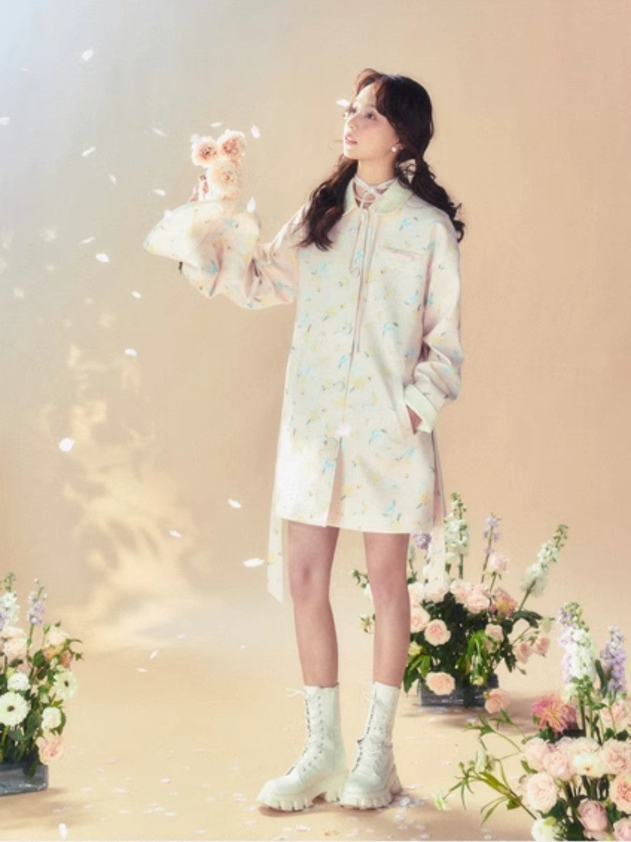 Blume Hoodie Retro süße süße mittlere Trenchcoat
