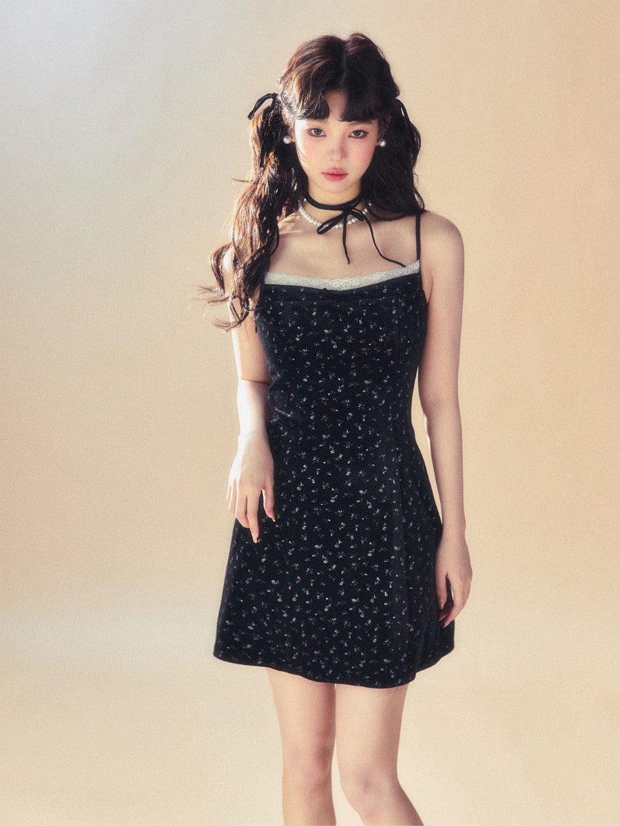 레이스 꽃의 짧은 여성 플레어 카미솔-나이트 피스