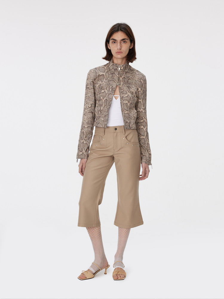 Studs Flare Casual Plain Simple Half-Pants