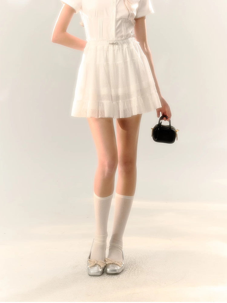 Lace Tiered Sheer Feminine Skirt