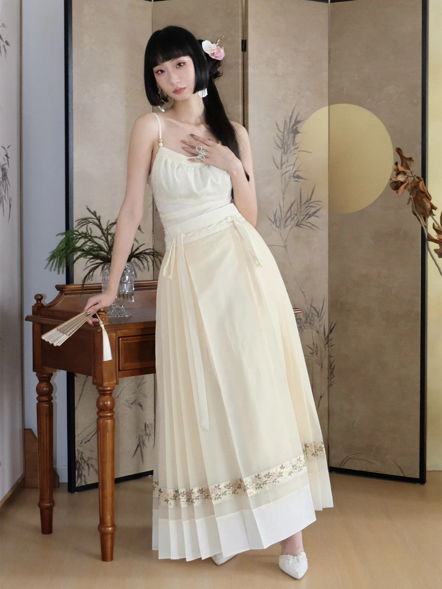 Embroidery Flowr Retro Sheer Box-Pleats Long-Skirt – ARCANA ARCHIVE