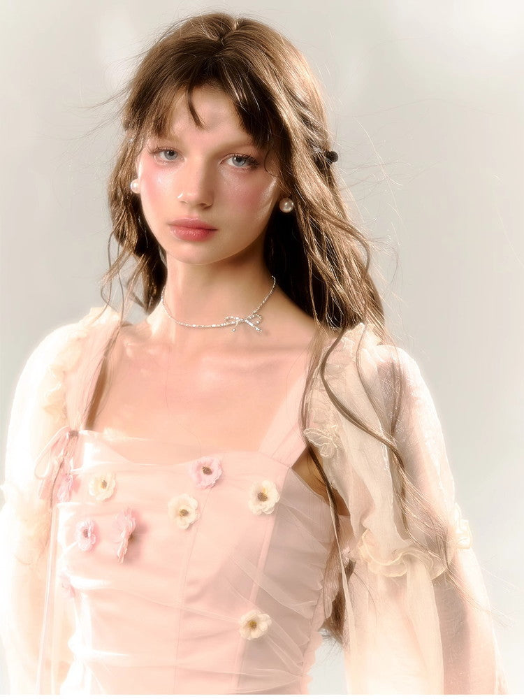 Long-Sleeve Lace Sheer Ballon Bolero