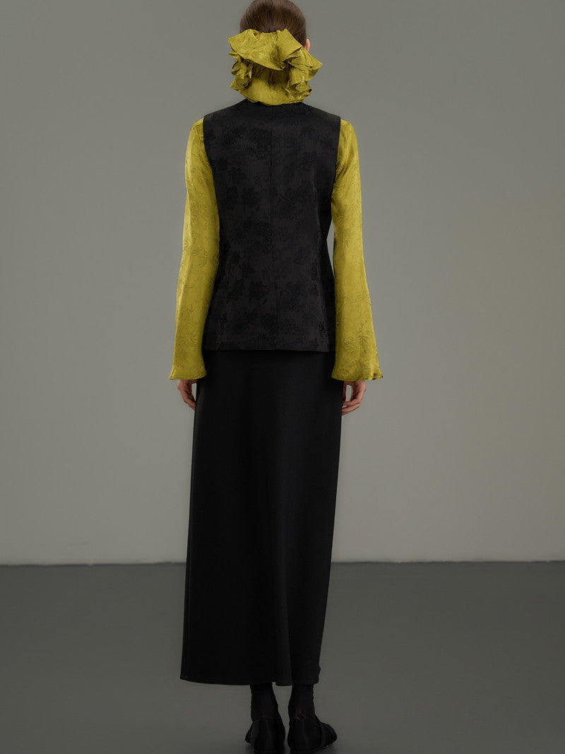 Plain Simple Flare Retro High-Waist Long-Skirt