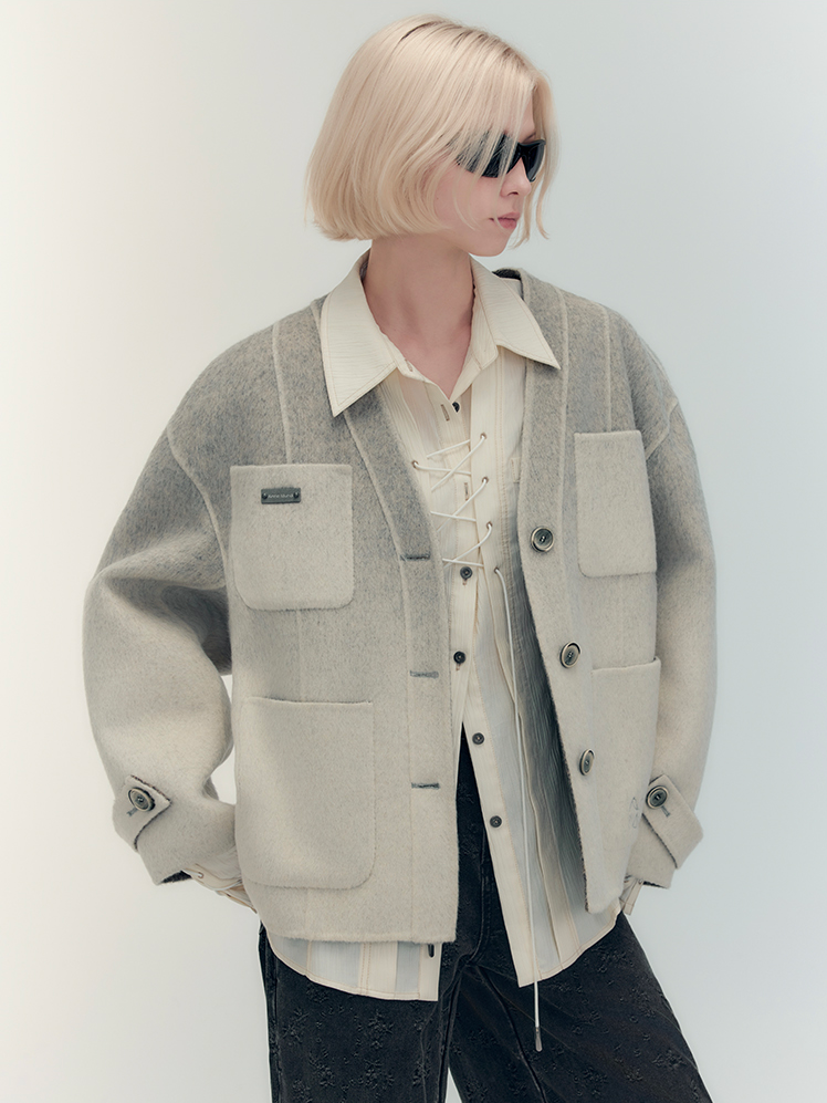 Nichi Wool Patchwork modischer Kurzschicht