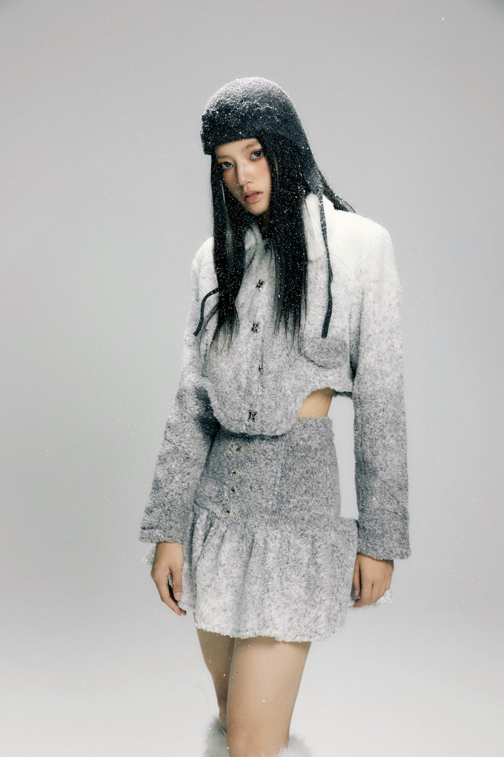 Boa Gradation Chic Unique Set-Up Winter Nichi-Tops&Mini-Skirt