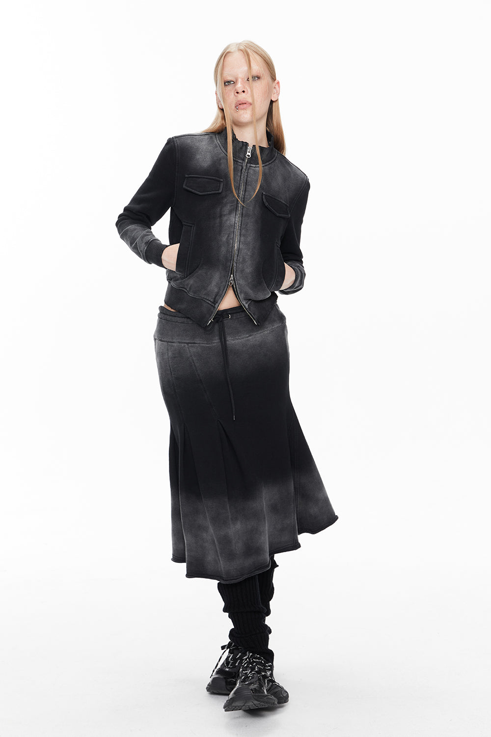 데님 페이디드 빈티지 캐주얼 블루종 & 파카 & 스커트