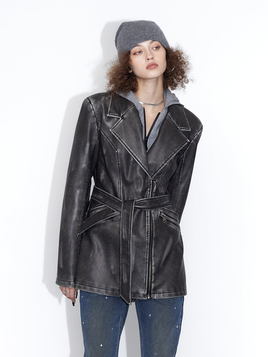 Stich Retro Vintage High-End Leder-Jacke