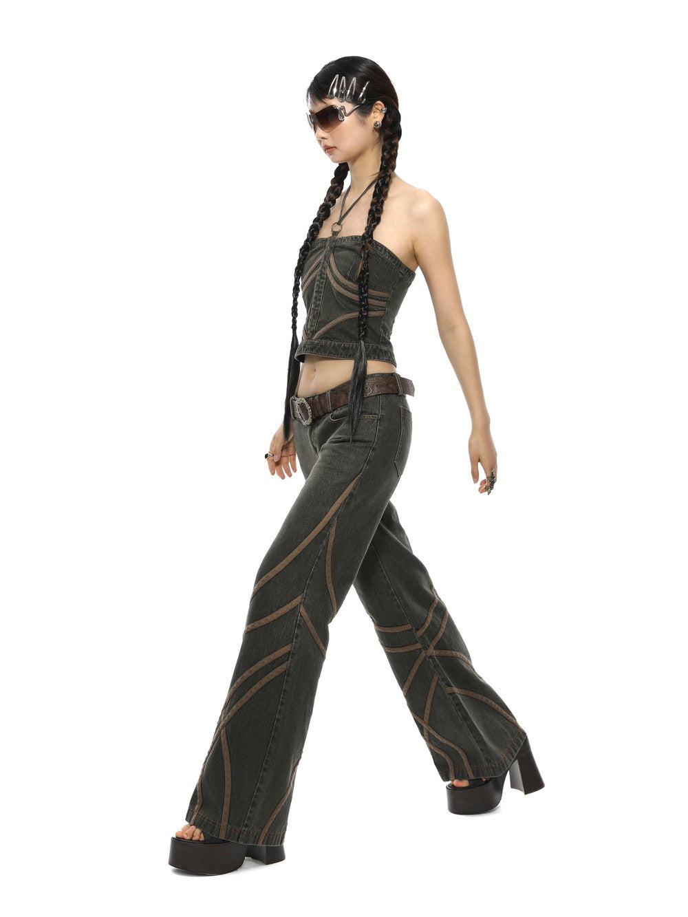 Talon décontracté à col licou en jean