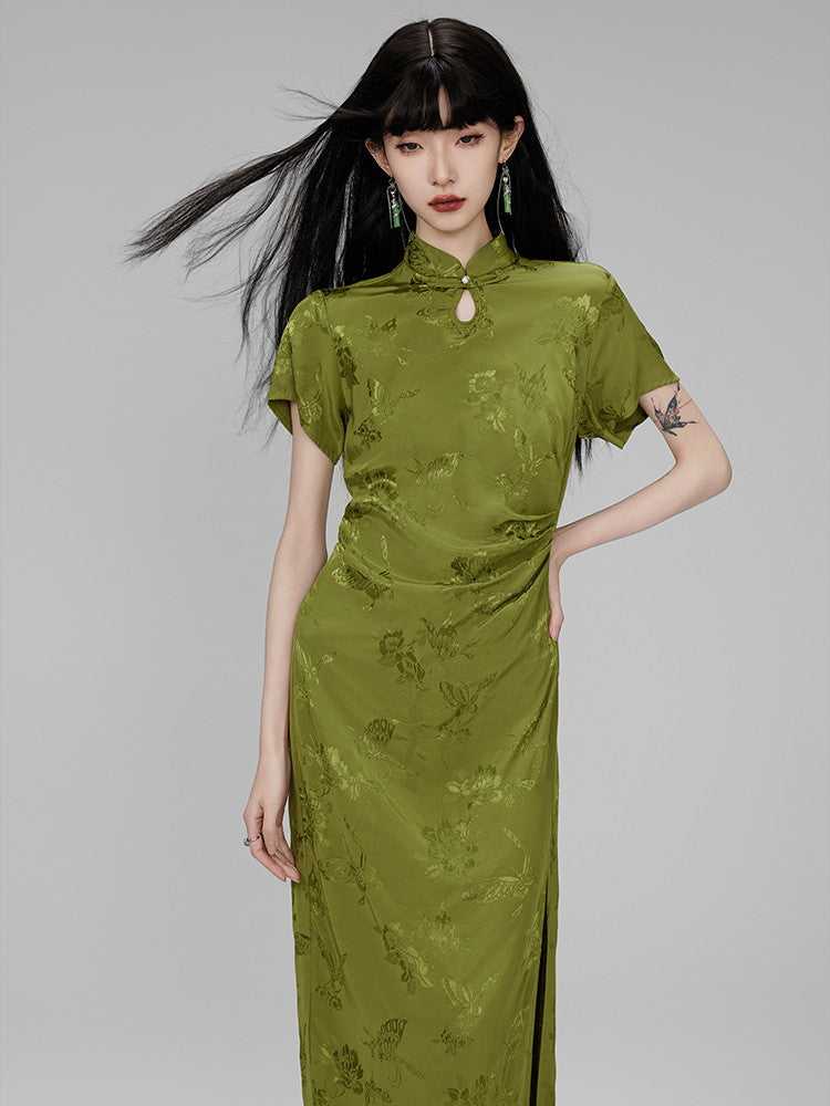 China Long Chic Embroidery Butterfly Flwoer Dress