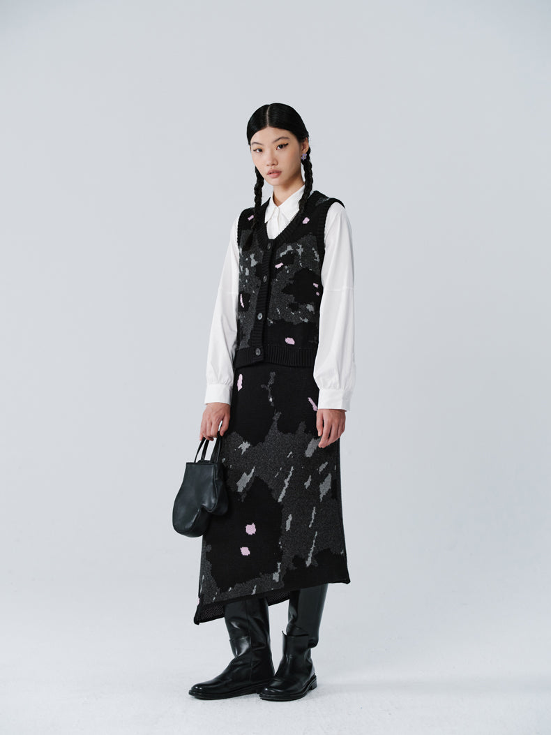 Strickspeckte Asymmetrie-Retro-Weste & Langstrecke