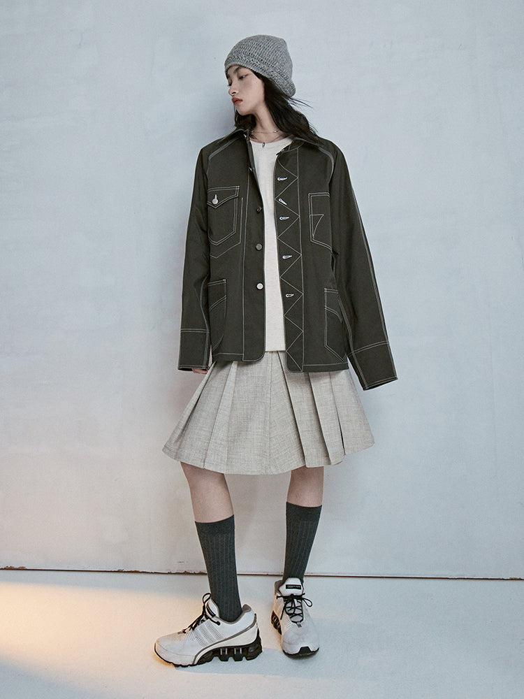 Stitch Oversize Casual Retro Jacke