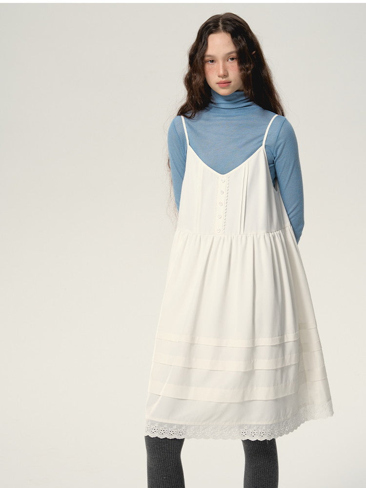 Lace Tiered Natural Simple Layered Camisole-One-Piece