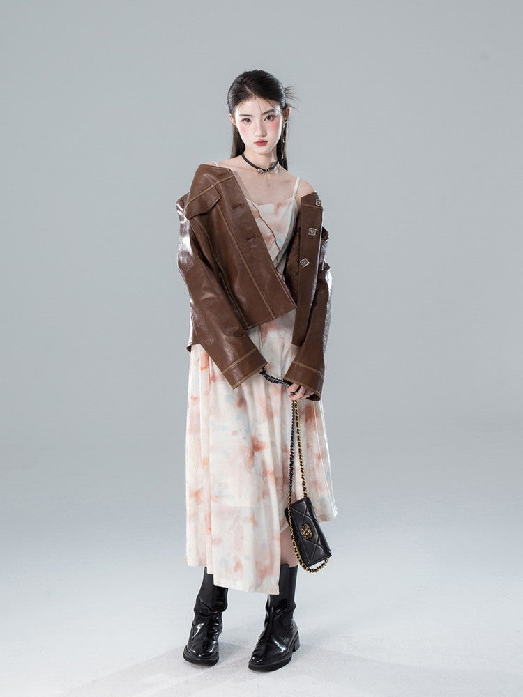 Velvet Floral Camisole Sheer Pale Long Dress