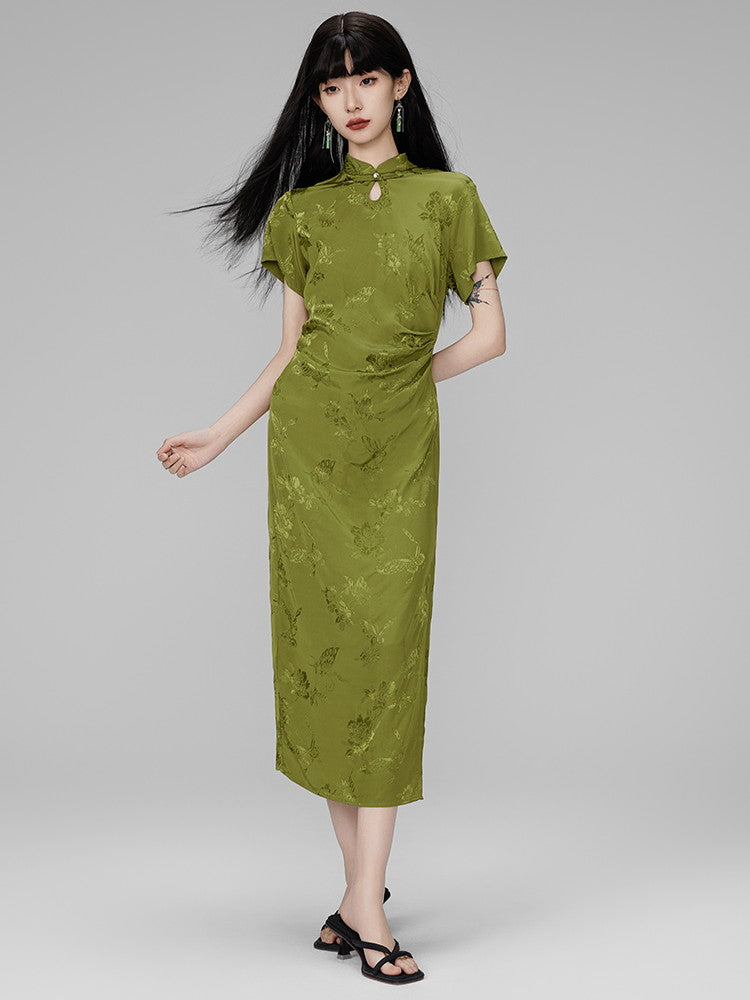 China Long Chic Embroidery Butterfly Flwoer Dress