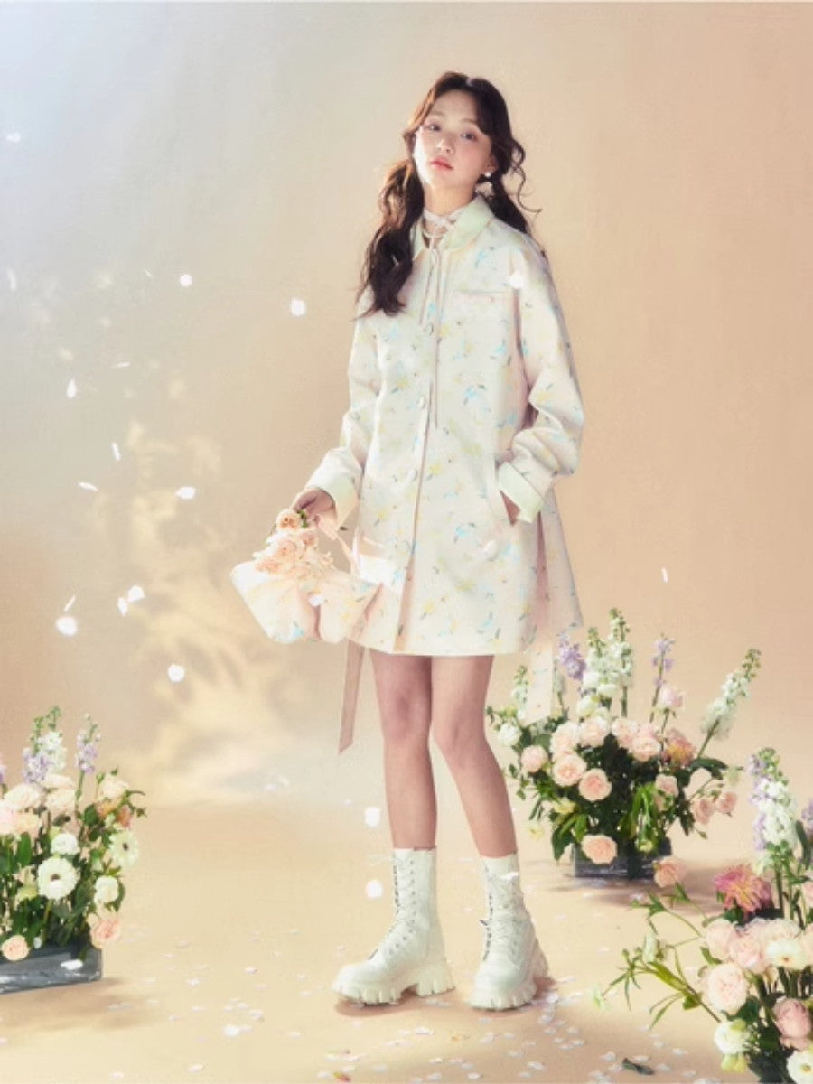 Blume Hoodie Retro süße süße mittlere Trenchcoat