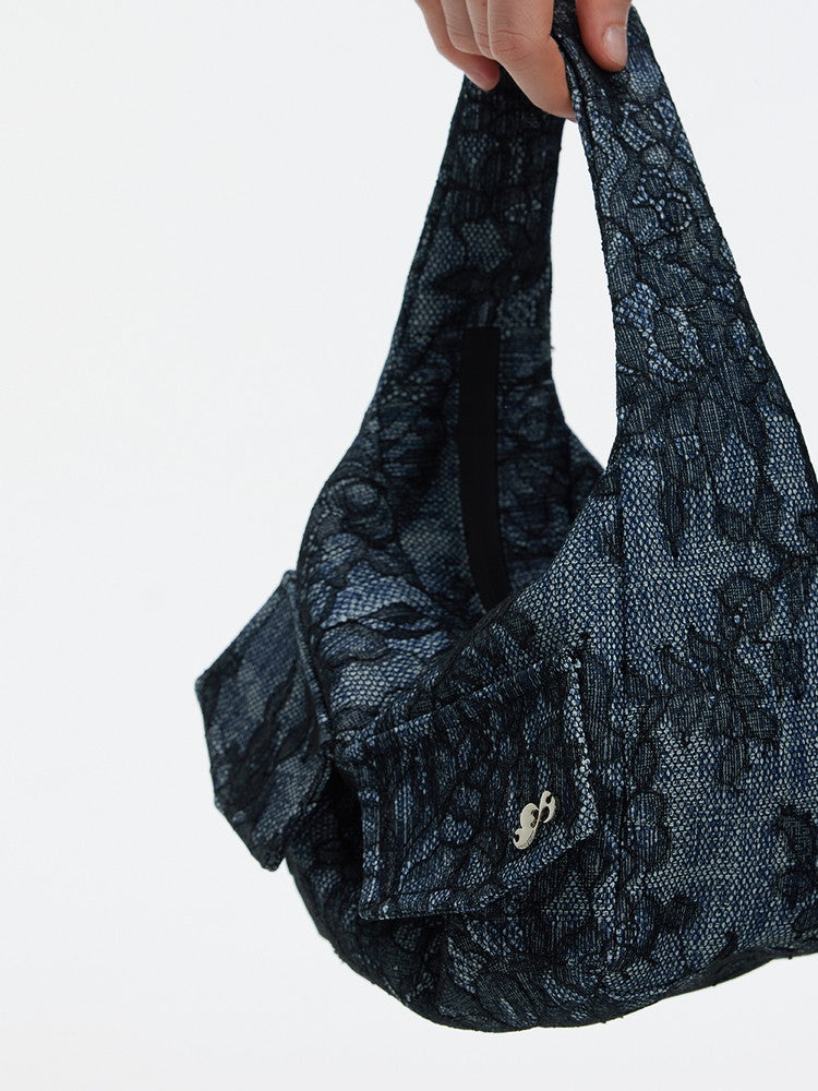 Small Denim Embroidery Flower Bag