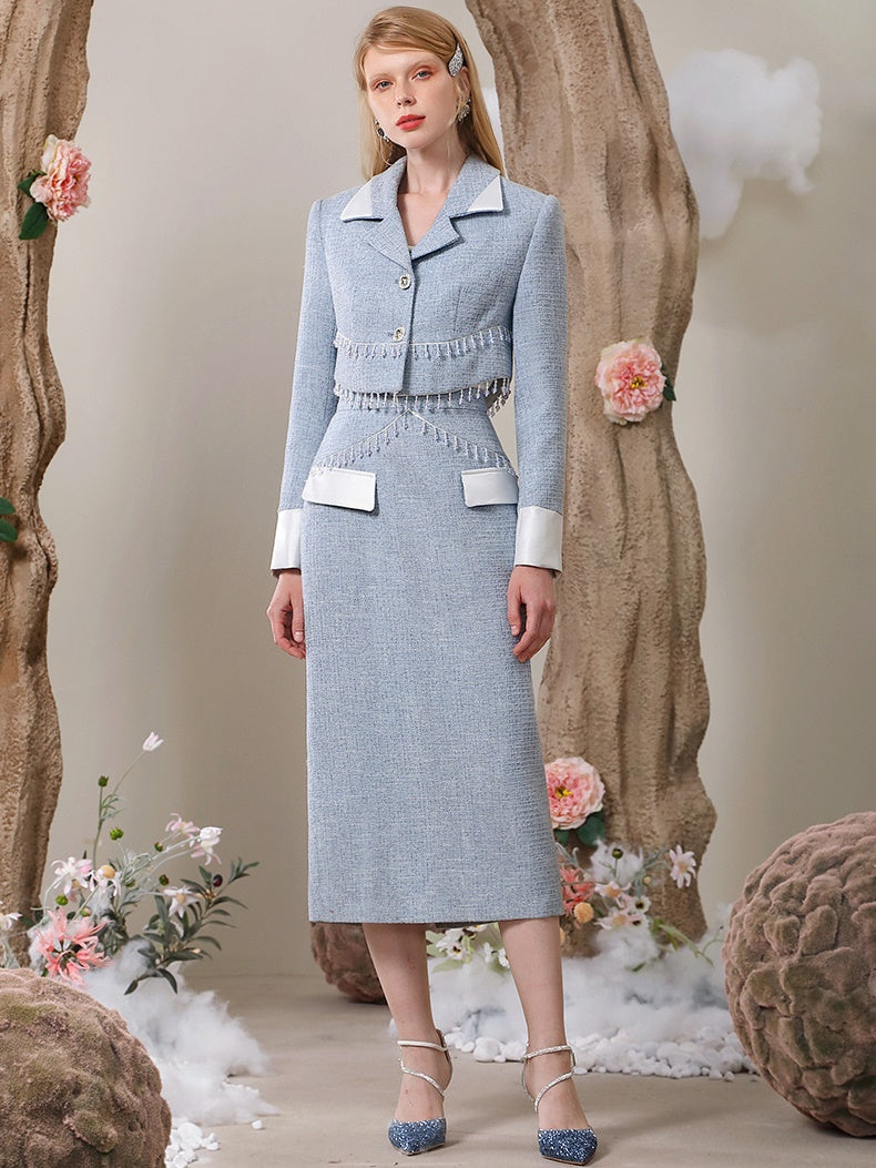 Jacket&Long-Skirt Tassel Beads Suit Nichi Formal Set-Up