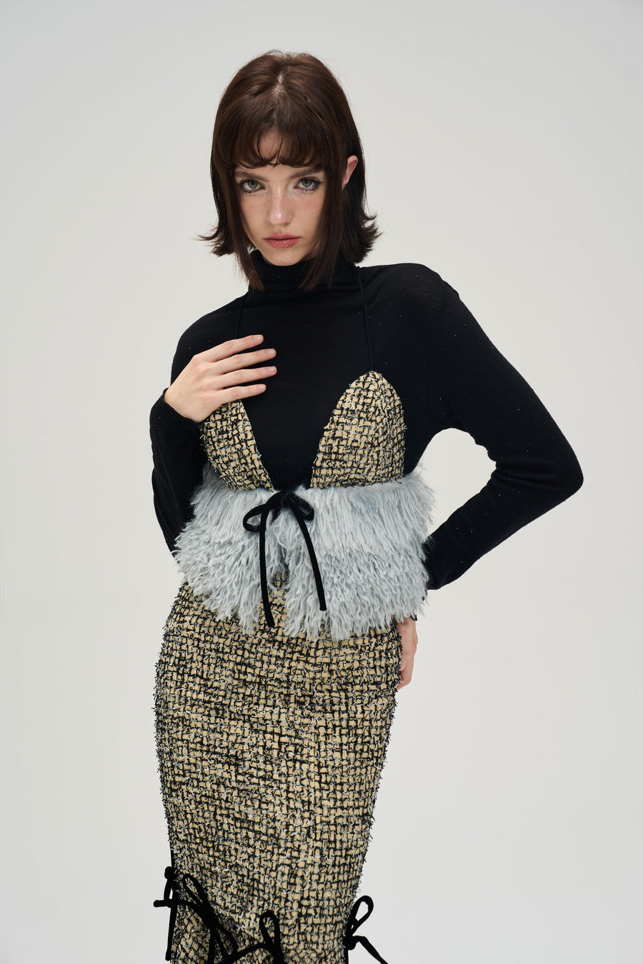 Bijou High-Neck Slim Plain Cutsew