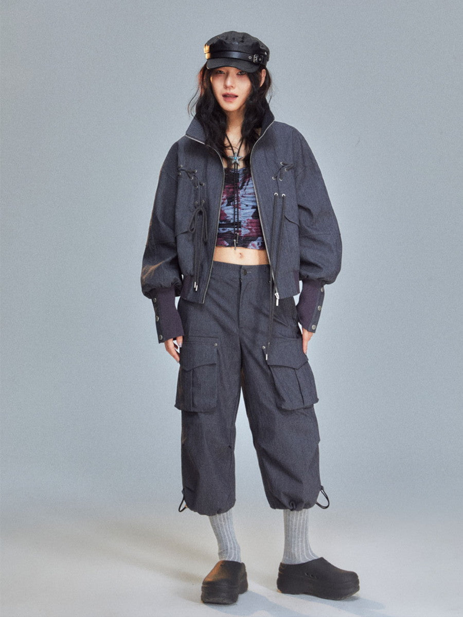 Casual Cropped Side-Pocket Sporty Cargo-Pant