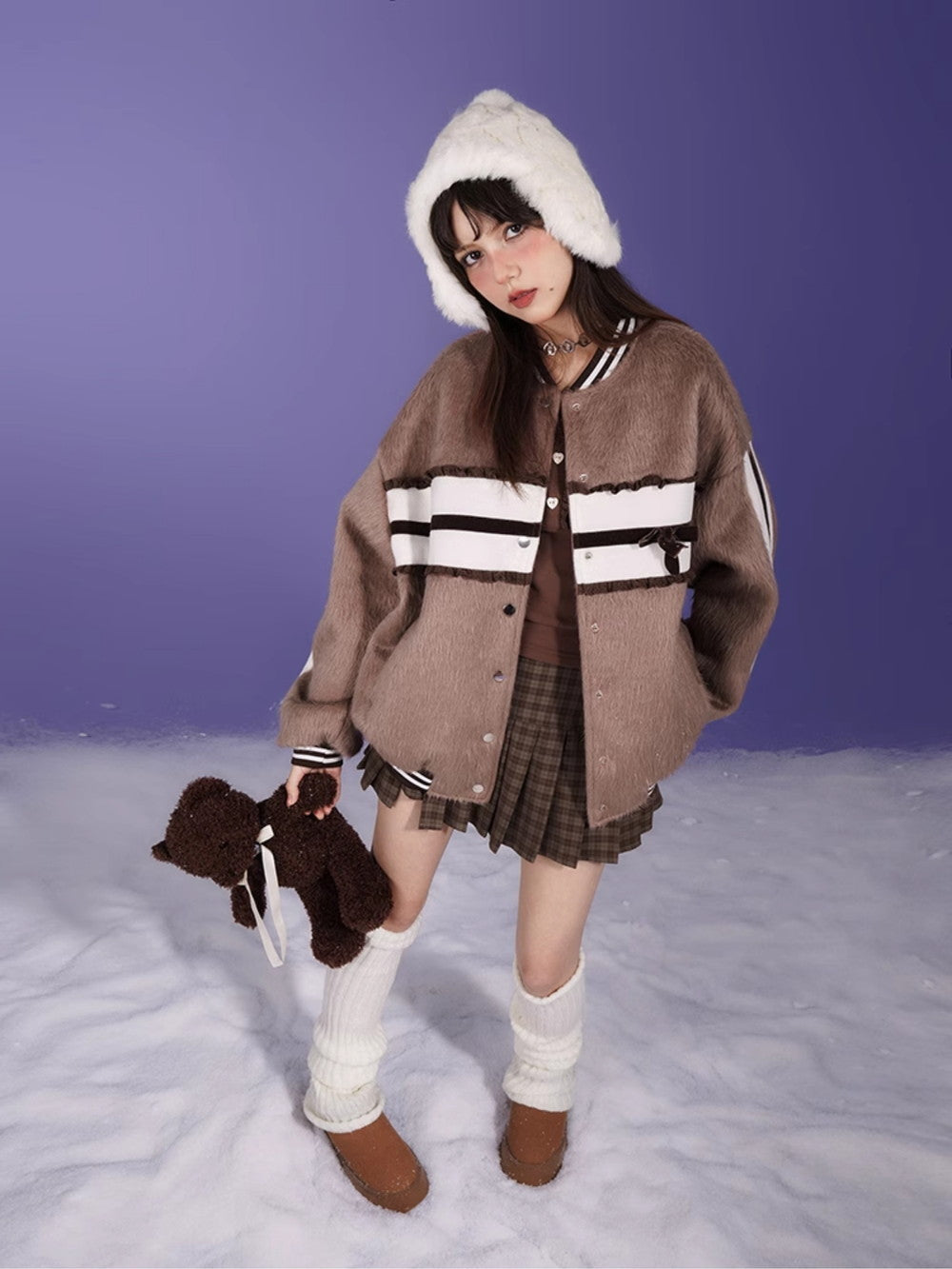 Retro Stadium-Jumper Casual Boa-Blouson Retro Stadium-Jumper