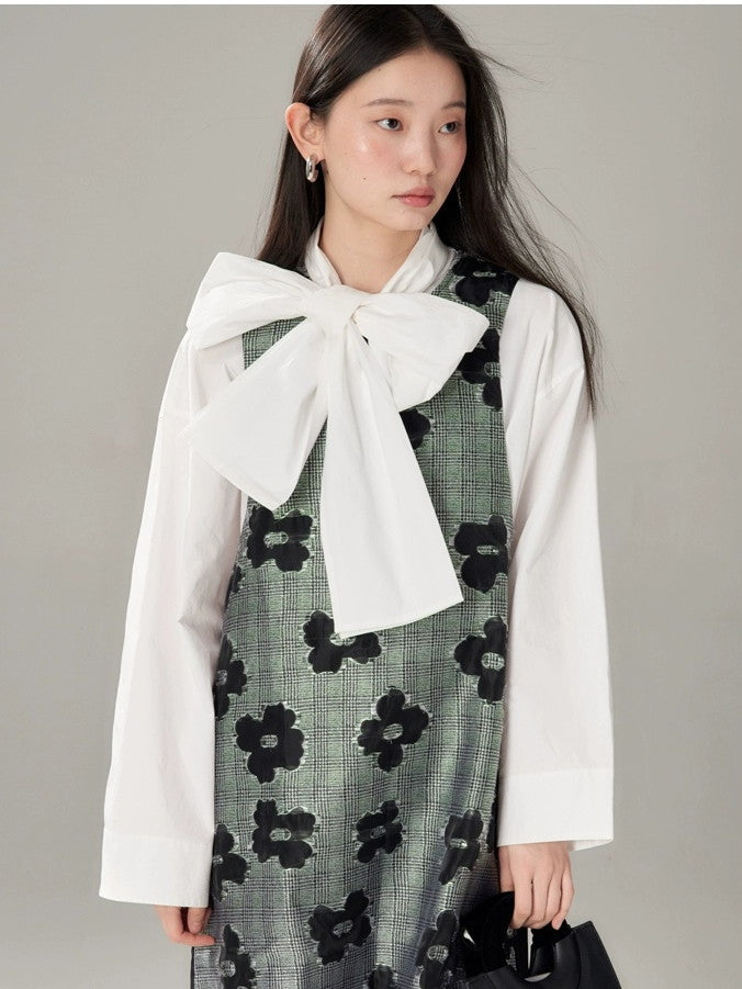 Checked Girly Rack No-Ärmer Blumenmonoton ein Stückschichtiger