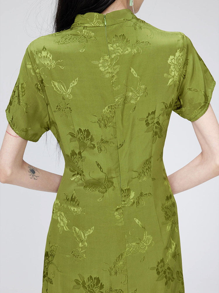 China Long Chic Embroidery Butterfly Flwoer Dress