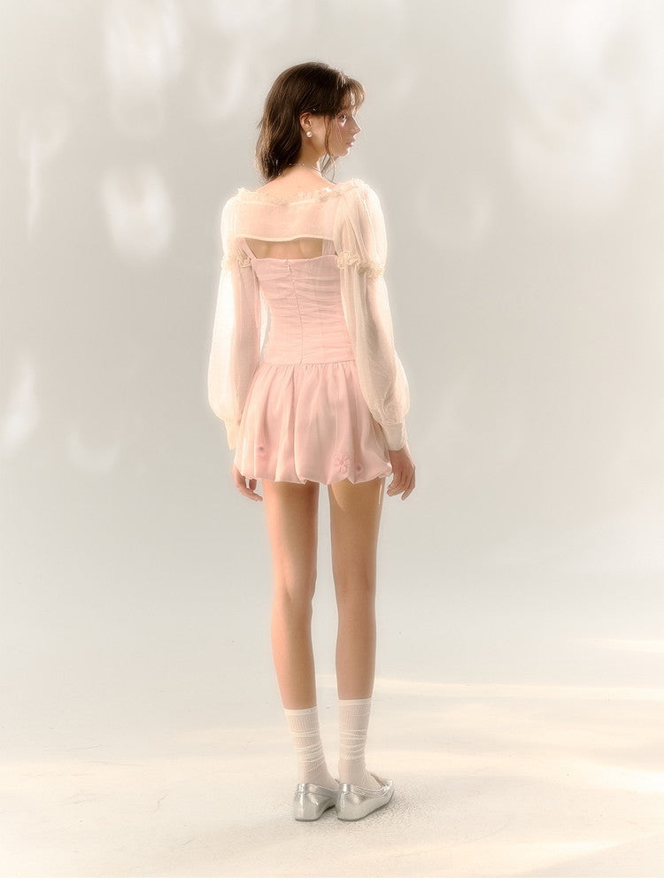 Long-Sleeve Lace Sheer Ballon Bolero